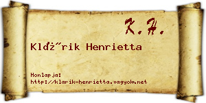 Klárik Henrietta névjegykártya